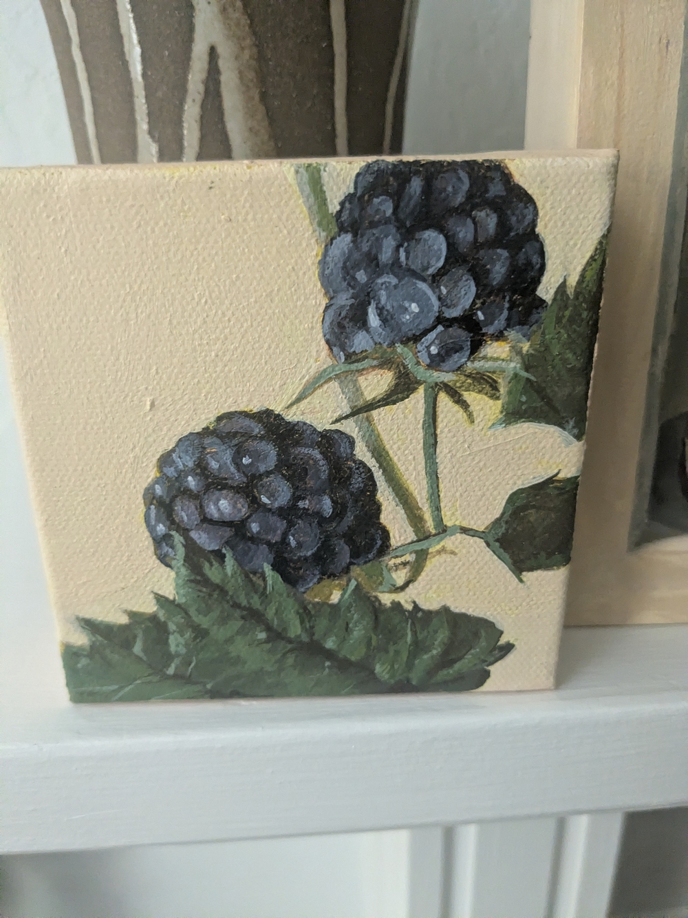 Botanical Blackberry Canvas Art - Blue & Green